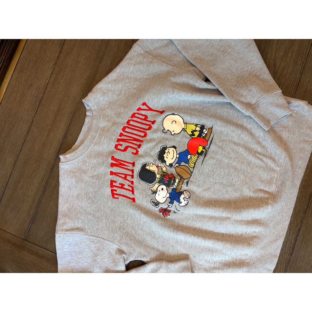 Peanuts Team Snoopy Sweatshirt Women Small Gray Graphic Pullover Charlie Brown - Picture 2 of 7